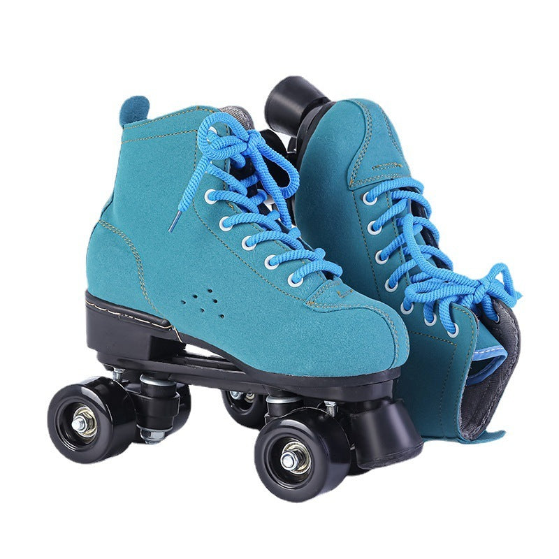 Sports Roller Skates for Men & Women - High-Performance PU Wheels, Rubber Sole, Adjustable Sizes (34-45), Blue & Black Design