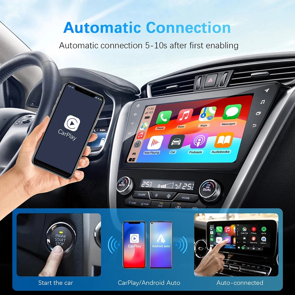 NEW 2in1 Wireless CarPlay Android Auto Wireless Adapter Smart USB Dongle Mini Box Plug And Play WiFi Fast Connect