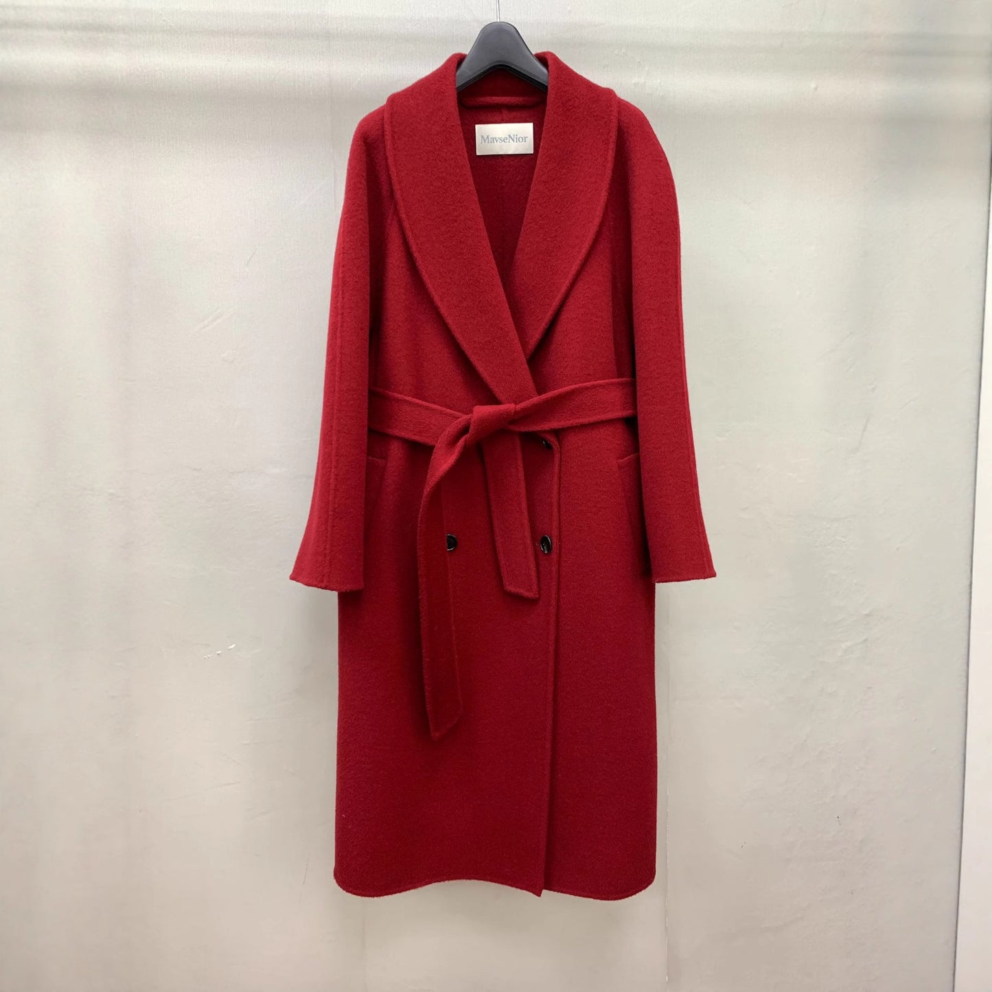 Long Double-faced Wool Coat With A Tie Closure