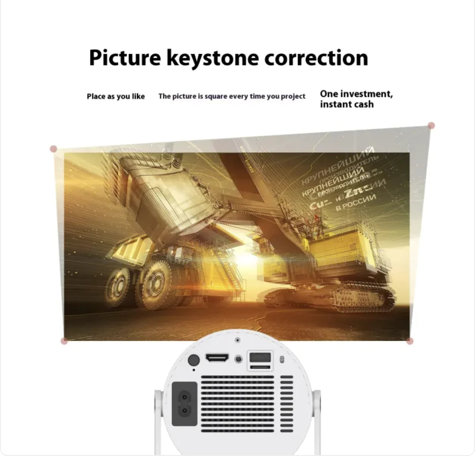 Compact Home Projector with 180° Angle & Auto-Focus