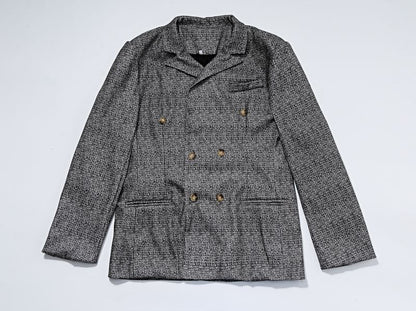 Men's Blazers Slim Fit Plaid Suits Jackets Male Long Sleeve Double-breasted Outerwear Business Casual Coats