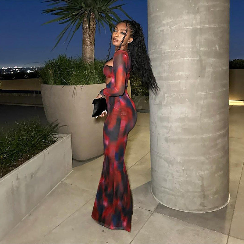 فستان ماكسي بأكمام طويلة من Let Me Think Raspberry Rhapsody