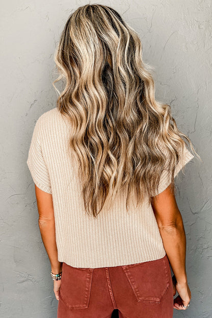 سترة قصيرة الأكمام محبوكة ومضلعة بجيوب من دقيق الشوفان