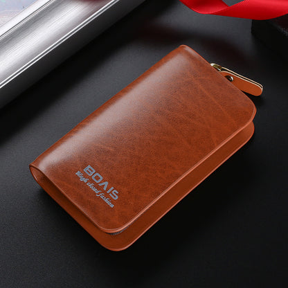 Zipper Multifunction Card Holder – Compact Synthetic Leather Wallet