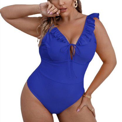Women's Fashion Casual Solid Color One-piece Bikini Swimsuit