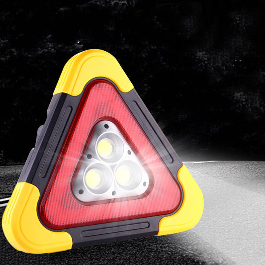 Car Tripod Warning Sign – Reflective Triangle with Solar-Powered LED Light