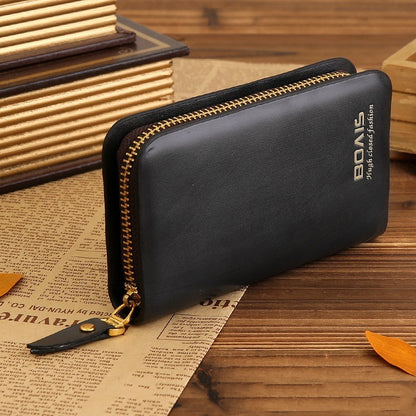 Zipper Multifunction Card Holder – Compact Synthetic Leather Wallet