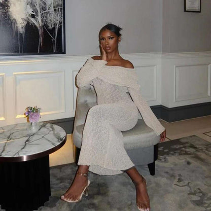 أناقة الصيف: فستان ماكسي شفاف محبوك بأكمام طويلة للنساء