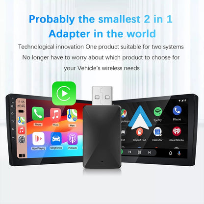 NEW 2in1 Wireless CarPlay Android Auto Wireless Adapter Smart USB Dongle Mini Box Plug And Play WiFi Fast Connect