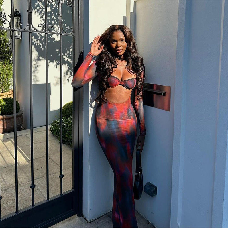 فستان ماكسي بأكمام طويلة من Let Me Think Raspberry Rhapsody