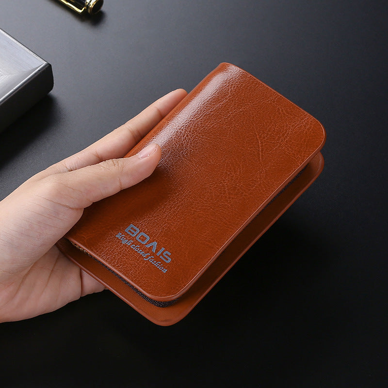 Zipper Multifunction Card Holder – Compact Synthetic Leather Wallet