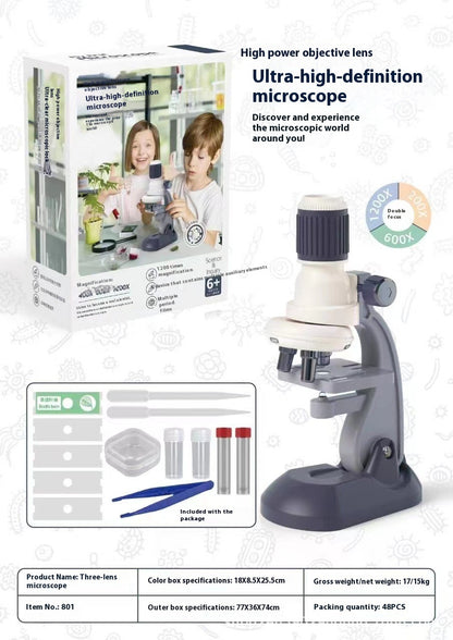 Microscope 1200 Times Professional Scientific Equipment Elementary School Educational Toys