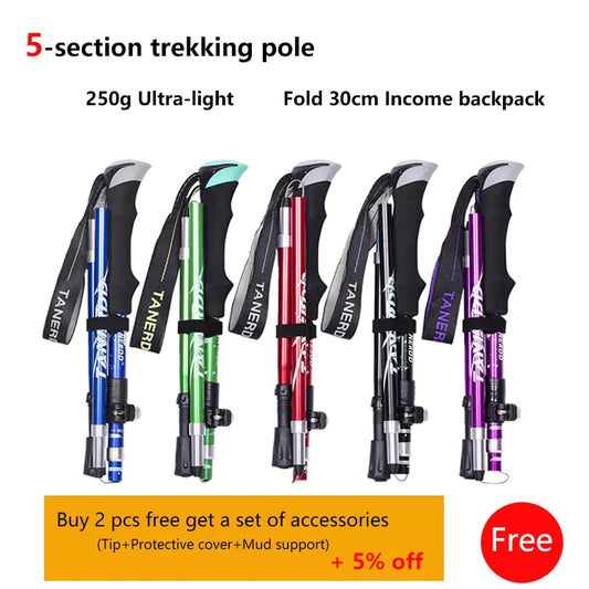 Foldable Outdoor Trekking Pole – Lightweight Adjustable Hiking Stick for Camping and Walking