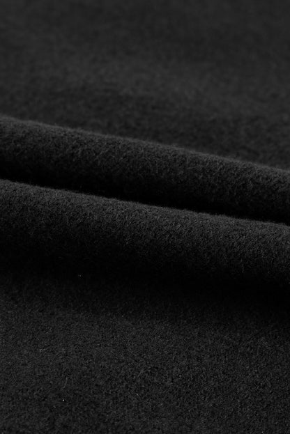 Black Fleece Lined Zip Up Stand Collar Thumbhole Sleeve Sweatshirt