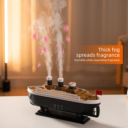 Steamship Diffuser with Colorful LED Lights – Essential Oil Humidifier &amp; Night Light