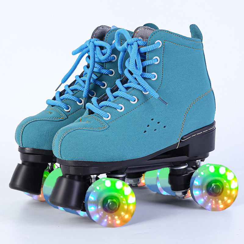 Sports Roller Skates for Men & Women - High-Performance PU Wheels, Rubber Sole, Adjustable Sizes (34-45), Blue & Black Design
