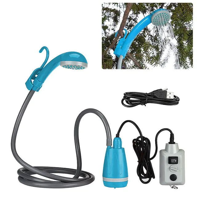 Portable Outdoor Camping Shower – IPX7 Waterproof, Digital Display, Rechargeable Electric Shower Pump