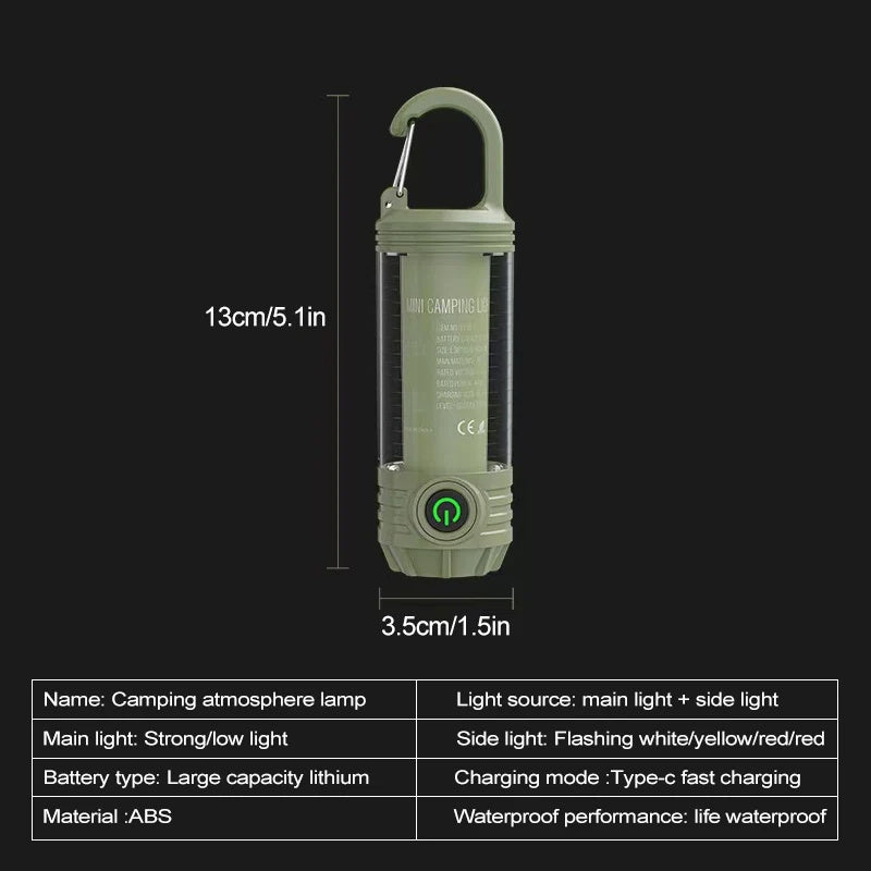 Multi Functional Camping Light Outdoor LED Night Riding Light Rechargeable Flashlight Night Light Waterproof Travel Light