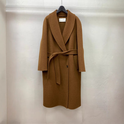 Long Double-faced Wool Coat With A Tie Closure
