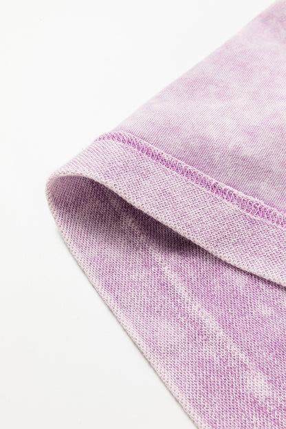 تي شيرت كبير الحجم بكتف منسدل وخياطة مكشوفة من بتلات الأوركيد المعدنية