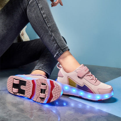 Wear-Resistant Four-Wheeled Roller Skates – Double Row PU Wheels for Indoor and Outdoor Use