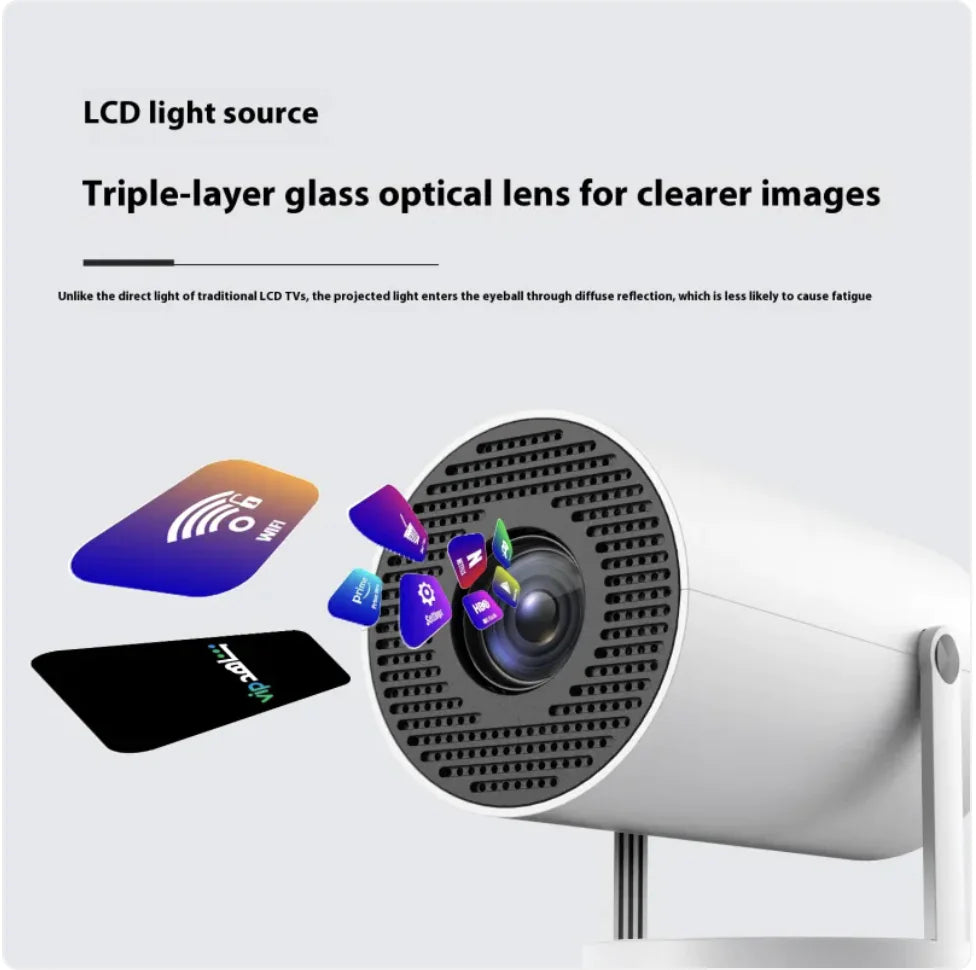 Compact Home Projector with 180° Angle & Auto-Focus