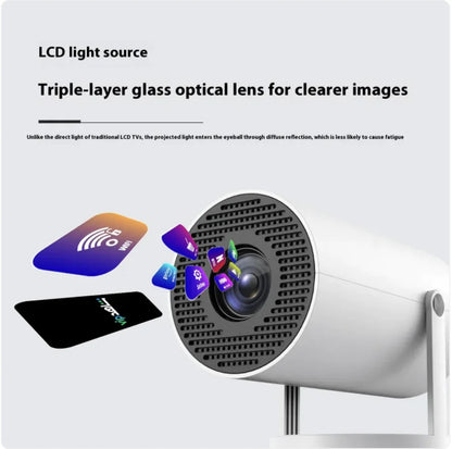 Compact Home Projector with 180° Angle & Auto-Focus