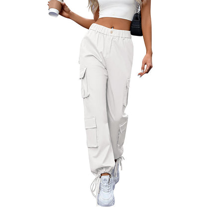 Women's High Waist Pocket Loose Casual Working Pants Straight-leg Pants