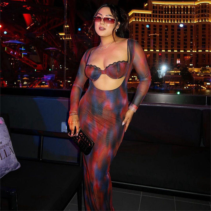 فستان ماكسي بأكمام طويلة من Let Me Think Raspberry Rhapsody