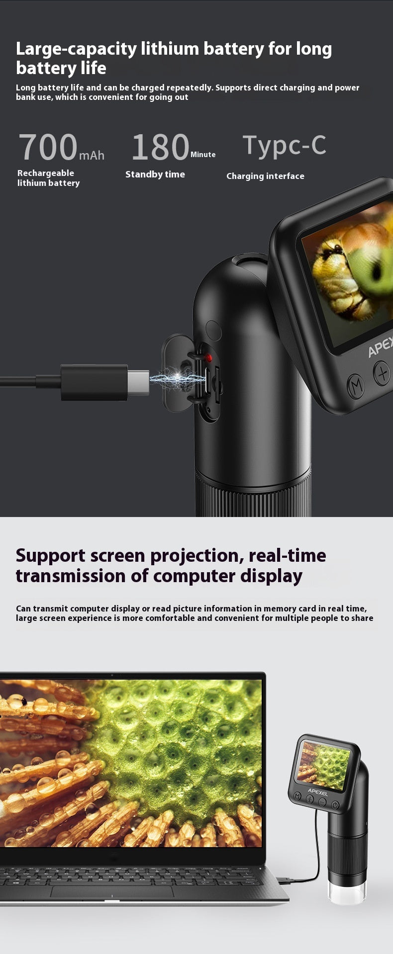 High Clearness Magnifying Photo With Screen Digital Microscope