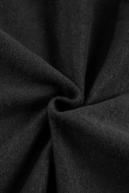 Black Fleece Lined Zip Up Stand Collar Thumbhole Sleeve Sweatshirt