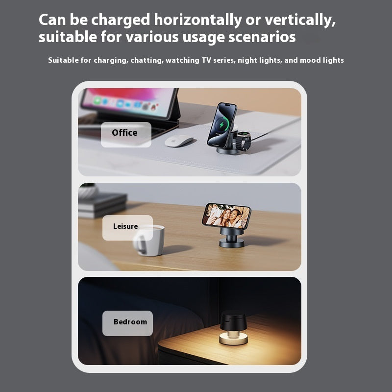Small Night Lamp with Three-in-One Magnetic Wireless Charger