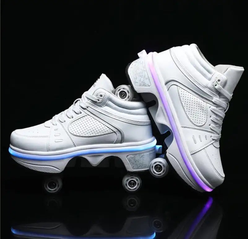 Roller Skates Casual Sneakers - Stylish 2-in-1 Skates with PU Wheels & Comfortable Design for Men & Women