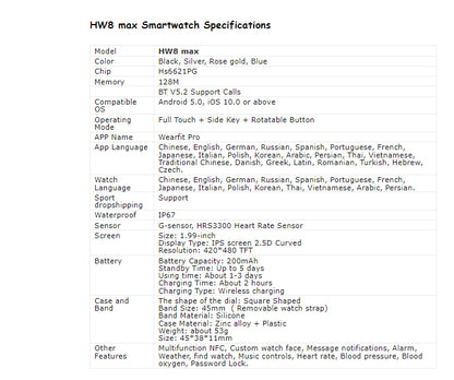 HW8 Max Men's Smartwatch