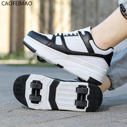 Caofeimao Roller Skate Shoes for Kids - Trendy 2-in-1 Sneakers with Wheels, Perfect for Autumn 2025