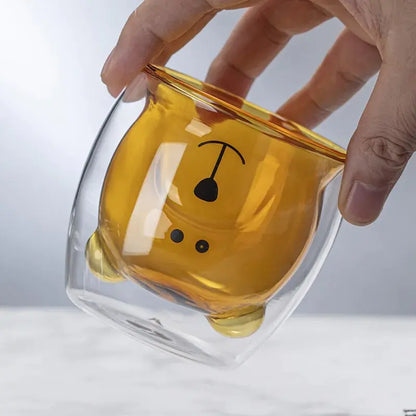 كوب زجاجي مزدوج الطبقات بطابع حيواني