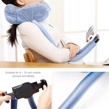 U-Shaped Neck Pillow with Gooseneck Phone Holder - Ultimate Travel Comfort & Convenience