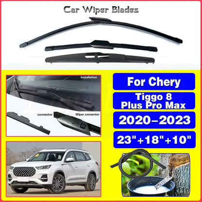 Car Front Rear Window Wiper Blades For Chery Tiggo 8 Plus Pro Max 2020 2021 2022 2023 Car Accessories Silicone 23"+18"+10"