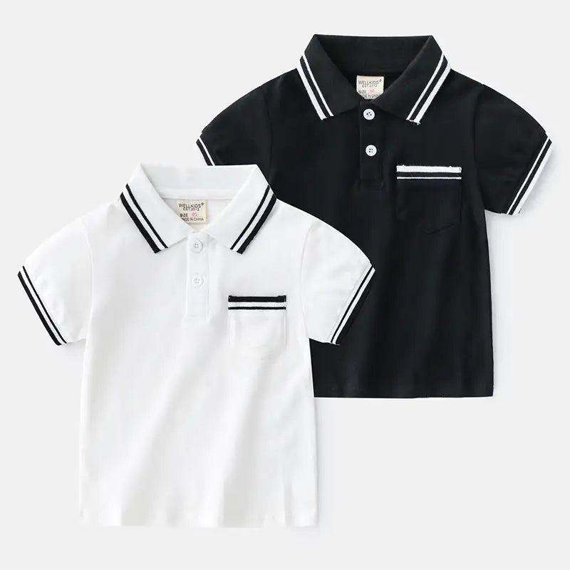 Boys' Summer Cotton T-Shirt – Short Sleeve Polo Style for Ages 3-8