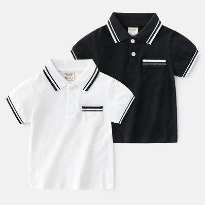 Boys' Summer Cotton T-Shirt – Short Sleeve Polo Style for Ages 3-8