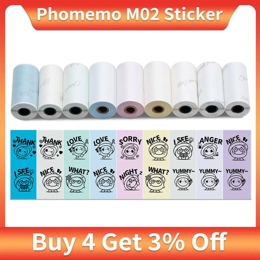 Phomemo Printer Sticker Self-Adhesive M02 Series Printer Paper