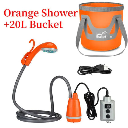 Portable Outdoor Camping Shower – IPX7 Waterproof, Digital Display, Rechargeable Electric Shower Pump