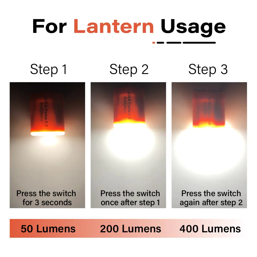 GIGA Pump 2.0 Mini Air Pump – Portable Electric Inflator, Deflator, and Lantern with 5 Nozzles