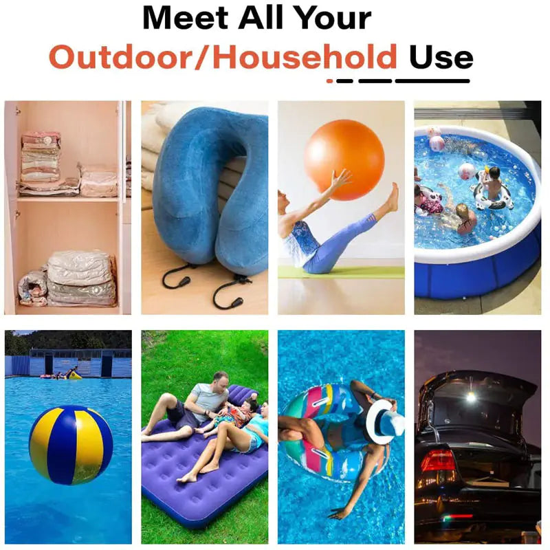 GIGA Pump 2.0 Mini Air Pump – Portable Electric Inflator, Deflator, and Lantern with 5 Nozzles