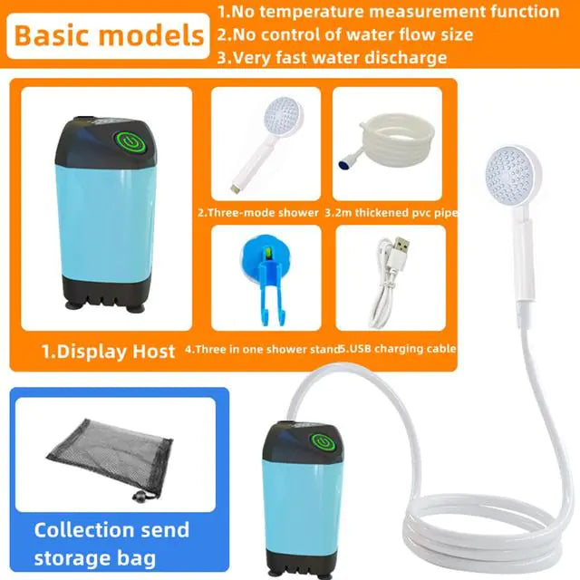 Portable Camping Shower – Rechargeable Electric Shower Pump with IPX7 Waterproof Design and Digital Display