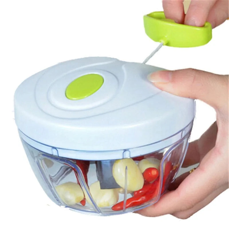 Hand-Pull Vegetable Cutter – Manual Food Chopper with String Pull Mechanism