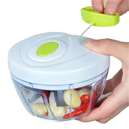 Hand-Pull Vegetable Cutter – Manual Food Chopper with String Pull Mechanism