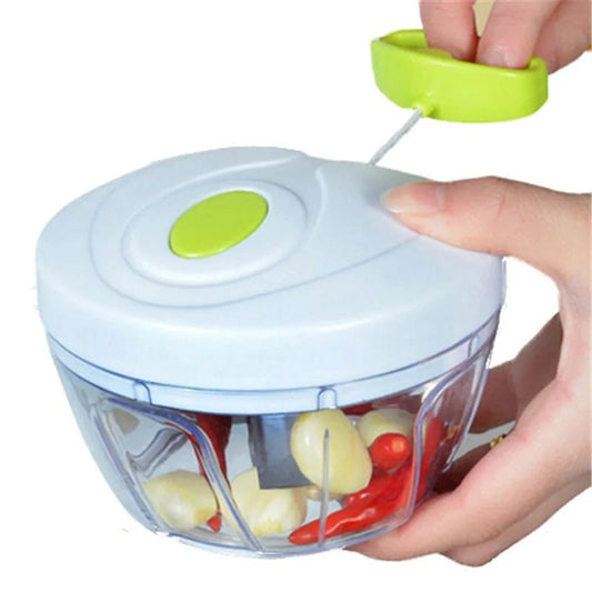 Hand-Pull Vegetable Cutter – Manual Food Chopper with String Pull Mechanism