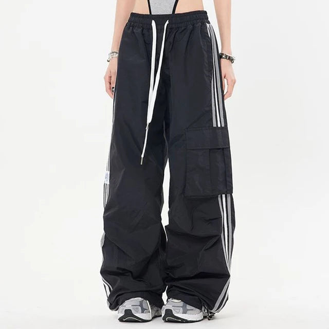 Chic Wide-Leg Drawstring Cargo Pants