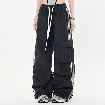 Chic Wide-Leg Drawstring Cargo Pants